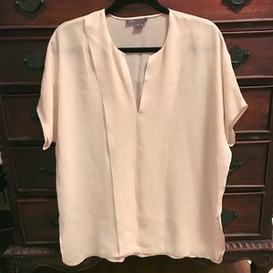Vince Silk Popover Blouse Top Light Pale Pink EUC